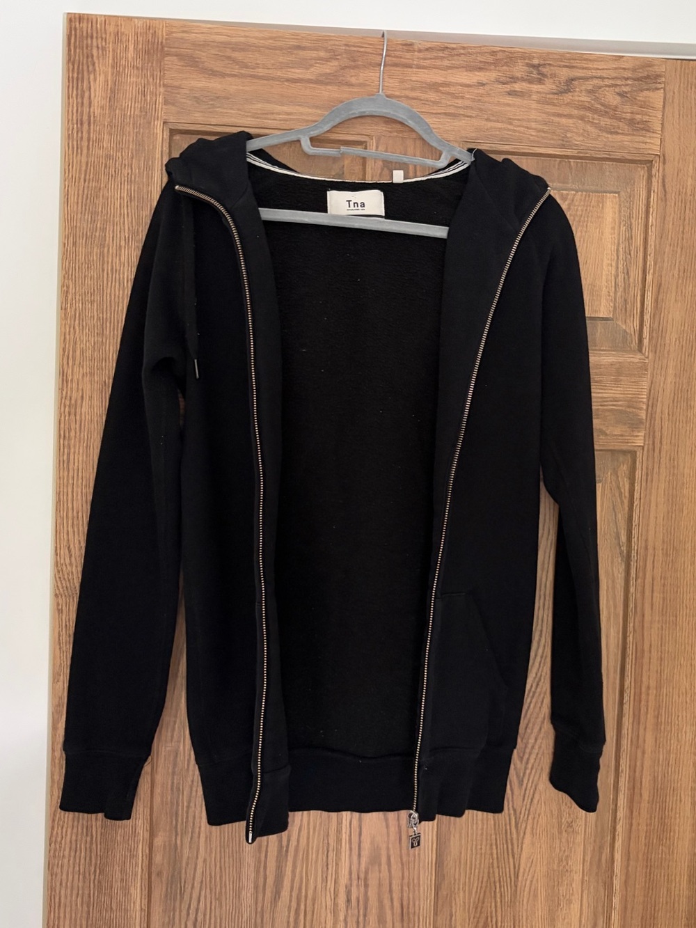 Tna Black Zip-Up Hooded Jacket with gold zipper - XS